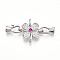 925 Sterling Silver Micro Pave Cubic Zirconia Fold Over Clasps, with S925 Stamp, Flower, Platinum, 39x20x5.5mm, Hole: 3.5mm, flower: 20x20x5.5mm, Clasps: 12.5x7x5