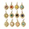 Ion Plating(IP) 304 Stainless Steel with Natural & Synthetic Gemstone Pendants, Real 14K Gold Plated, Mixed Dyed and Undyed, Oval Charm, 19x14.5x5mm, Hole: 5x3mm