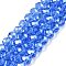 Electroplate Glass Beads Strands, Pearl Luster Plated, Faceted, Rondelle, Royal Blue, 6x5mm, Hole: 1mm, about 80~85pcs/strand, 38~40cm