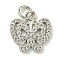 Rack Plating Brass Micro Pave Cubic Zirconia Charms, Long-Lasting Plated, Lead Free & Cadmium Free, Butterfly, Platinum, 13x13x2mm, Hole: 3.5mm