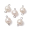 Natural Cultured Freshwater Pearl Connector Charms, Potato Links, with Brass Loops, Platinum, 15x9x9.5mm, Hole: 1.6~1.8mm