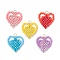 Handmade Glass Seed Beaded Heart Pattern Pendants, with 304 Stainless Steel Jump Rings Loop, Mixed Color, 21x22x2mm, Hole: 3mm