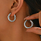 Elegant 201 Stainless Steel Twisted Texture Hoop Earrings, Silver