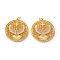 Brass Micro Pave Cubic Zirconia Pendants, with Jump Rings, Flat Round with Eagle & Cross, Clear, Real 18K Gold Plated, 27.5x25.5x2mm, Jump Ring: 5x0.8mm, Hole: 3mm