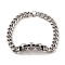 304 Stainless Steel Viking Skull Link Chain Bracelets for Men, Antique Silver & Stainless Steel Color, 9-1/8 inch(23cm), link: 13x55x7mm