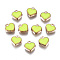 Alloy Enamel Charms, Heart, Light Gold, Green Yellow, 8x7.50x2.50mm, Hole:1.50mm