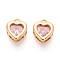 Brass Micro Pave Cubic Zirconia Charms, Cadmium Free & Nickel Free & Lead Free, Heart, Real 18K Gold Plated, Pink, 11x9x4mm, Hole: 1.5mm