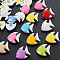 1-Hole Plastic Buttons, Fish, Mixed Color, 18x14.5x7.5mm, Hole: 2.5mm
