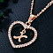Alloy Crystal Rhinestone Heart with Initial Pendant Necklaces, Rose Gold, Letter X, 16.93 inch(43cm)