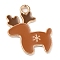 Alloy Enamel Pendants, Christmas Theme, Light Gold, Deer, 20x16x1.5mm, Hole: 1.8mm
