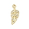 Rack Plating Alloy Micro Pave Rhinestone Pendants, Leaf, Golden, 21x9x2mm, Hole: 1.6mm