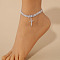 Cross Alloy Crystal Rhinestone Charm Anklets, Silver, 7-1/8 inch(180mm)