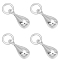 4Pcs 925 Sterling Silver Teardrop Charms, with Jump Rings, Silver, 9x4x4mm, Hole: 2mm