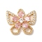 Brass Micro Pave Clear Cubic Zirconia Charms, Cadmium Free & Nickel Free & Lead Free, Butterfly with Flower, Pearl Pink, Real 14K Gold Plated, 14.5x16x3.5mm, Hole: 1.4mm