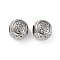 304 Stainless Steel Rhinestone European Beads, Round Large Hole Beads, Real 18K Gold Plated, Round with Letter, Letter C, 11x10mm, Hole: 4mm
