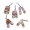 Natural Amethyst Lace Agate Pendants, Rectangle, 37.5~38.5x12~12.5x3.5~4.5mm, Hole: 0.8~1mm