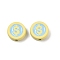 Spray Painted Alloy Beads, Flat Round, Lead Free & Nickel Free & Cadmium Free, Yellow, 10x4.5mm, Hole: 1.6mm