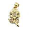 Brass Micro Pave Cubic Zirconia Pendants, Flower, Lead Free & Cadmium Free, Long-Lasting Plated, Real 18K Gold Plated, Rack Plating, Clear, 21x12x2.5mm, Hole: 3.8x3mm