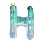 Resin Pendant, with Iron Ring Finding, Letter A~Z, Letter H, 39x26x7mm, Hole: 2mm