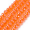Electroplate Glass Beads Strands, Pearl Luster Plated, Faceted, Rondelle, Coral, 8x6mm, Hole: 1mm, about 60~62pcs/strand, 39~40cm