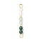 Faceted Round Natural Quartz Crystal & Green Aventurinee & Malachite Beaded Connector Charms, with Brass and 304 Stainless Steel Findings, Golden, 26.5x3.5mm, Hole: 1.8mm