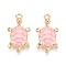 Alloy Enamel Pendants, Turtle Charm, Golden, Pearl Pink, 24x13x4mm, Hole: 1.8mm