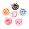 Opaque Resin Pendants, Chocolate Donut, with Platinum Plated Iron Loop, Mixed Color, 22~23.5x18~19.5x6~7mm, Hole: 2mm