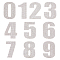 Number 0~9 Hotfix Rhinestone, Figure, Silver, 96x51x1mm, 10Pcs/set