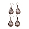 Natural Rose Quartz Teardrop Dangle Earrings, Red Copper Plated Hollow Brass Earrings for Women, 46.5x19.5mm