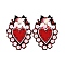 Sacred Heart with Flower Pattern Polyester Fabric Computerized Embroidery Cloth Iron on/Sew on Patches, Glass Seed Beaded Appliques, Costume Accessories, Red, 131x99x5.5mm