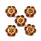 Baking Paint and Golden Metal Enlaced Glass Beads, Flower, Sienna, 13x14x4.5mm, Hole: 1.2mm