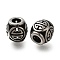 304 Stainless Steel European Beads, Large Hole Beads, Rondelle, Antique Silver, 9.5x9.5mm, Hole: 4mm