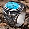 304 Stainless Steel and Synthetic Turquoise Finger Rings for Men, Oval, Stainless Steel Color, US Size 8(18.1mm)