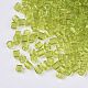 6/0 3.5~5x3.5~4カットガラスシードビーズ  六角  透明色  黄緑  1mm  穴：4500mm  約{1}個/袋 SEED-S033-11B-03-2