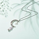 Natürliche lila weiße Jadekugel mit Mond- und Sternanhänger-Halskette aus Legierung NJEW-JN03912-02-2