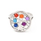Colorful Resin Beaded Tree of Life Open Cuff Ring RJEW-G274-02P-2