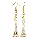 Alloy Enamel Eiffel Tower Dangle Earrings with Imitation Pearl Beaded EJEW-JE05422-01-1