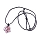 Collar con colgante de estrella de cuarzo rosa natural ajustable NJEW-B086-03J-2