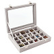 Cajas de presentación de joyería de terciopelo rectangular con 24 compartimentos VBOX-WH0016-02B-1