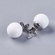 Shell Pearl Ball Stud Earrings EJEW-I209-05-10mm-2