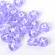 Perles de lettre à trou horizontal coeur acrylique transparent X-TACR-Q101-01B-1