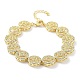 Rack Plating Brass Cubic Zirconia Flat Round Link Chain Bracelets for Women BJEW-D032-01G-1
