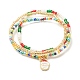 3 pièces 3 bracelets extensibles en graines de verre de style sertis d'alliage père noël pour les femmes BJEW-JB08204-1