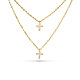 Tinysand cz bijoux 925 pendentif croix en argent sterling zircone cubique colliers à deux niveaux TS-N014-G-18-1