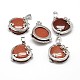 Flat Round with Dragon Platinum Tone Brass Synthetic Goldstone Pendants G-F228-24L-RS-1