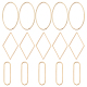 Beebeecraft 60Pcs/Box 3 Style 18K Gold Plated Linking Rings Rhombus Oval Jewelry Connector Charms for DIY Necklaces Bracelets Making KK-BBC0003-08-1