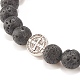 Bracelet extensible en pierre de lave naturelle avec pièce de monnaie en croix en alliage BJEW-JB08192-03-4
