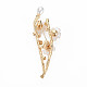 Plum Blossom with Branch Resin Brooch with Imitation Pearl JEWB-N007-023LG-FF-2