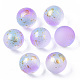 Transparent Spray Painted Frosted Glass Beads X-GLAA-N035-05B-01-1