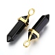 Natural Black Obsidian Bullet Double Terminated Pointed Pendants G-G902-B25-2